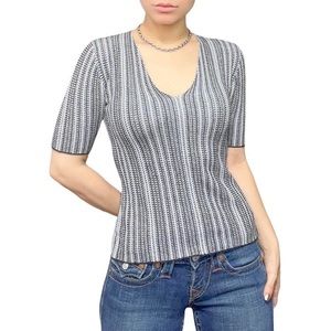 Theory grey black Knit Short Sleeve Top brand new pristine condition size P (XS)